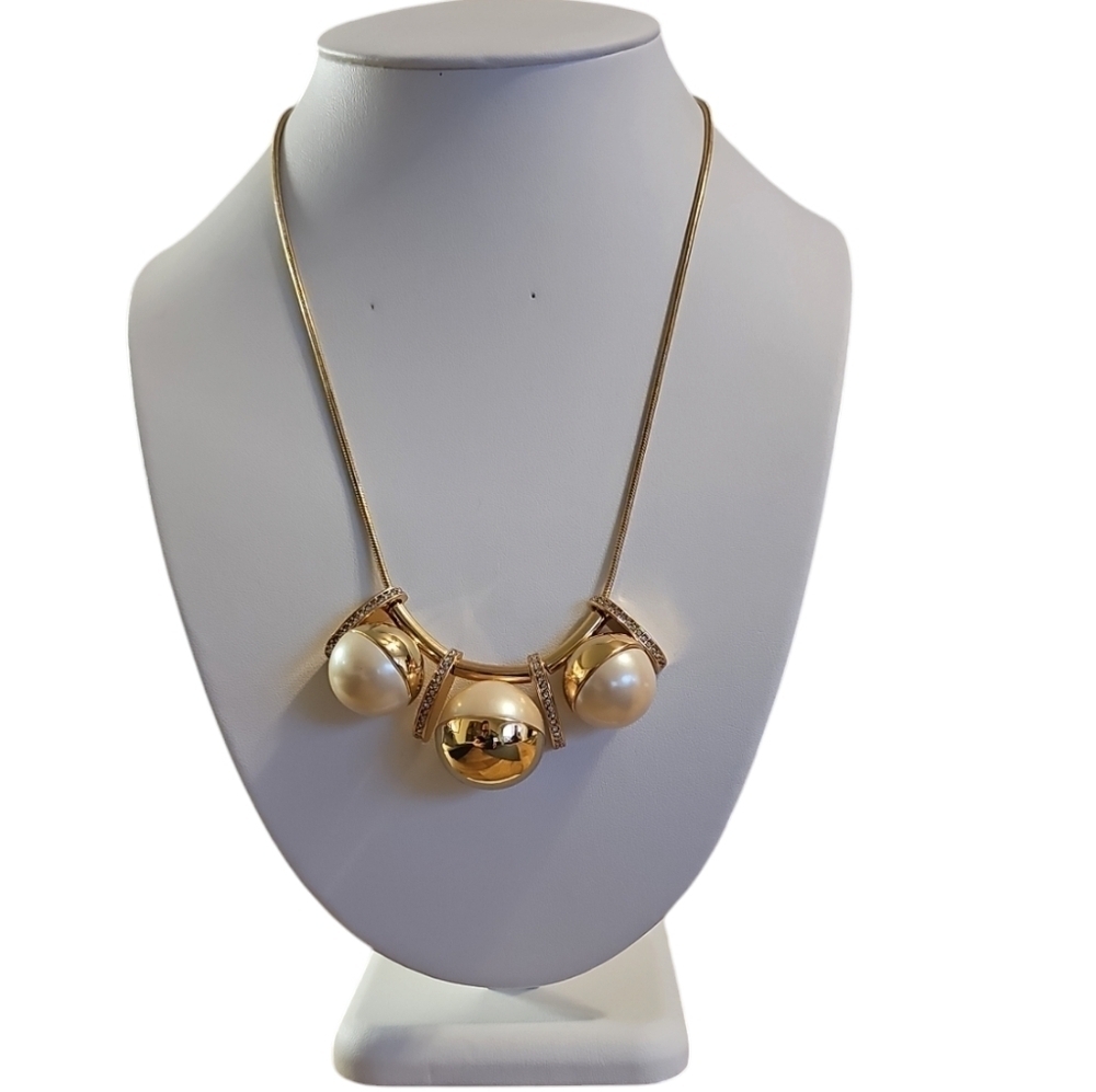 Kate Spade New York Gold and Pearl with Rhinestone studded spacers Necklace